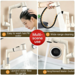 Cream White Pull-Out & Lifting Bathroom Faucet - 图片 3