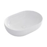 Oval Ceramic Vessel Sink – White Round Above-Counter Bathroom Basin - 图片 5