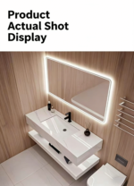 Double-layer Slate Bathroom Vanity with Backlit Smart Mirror - 图片 2