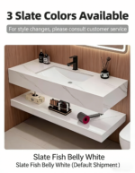 Double-layer Slate Bathroom Vanity with Backlit Smart Mirror - 图片 4