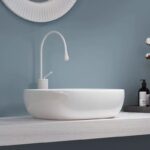 Oval Ceramic Vessel Sink – White Round Above-Counter Bathroom Basin