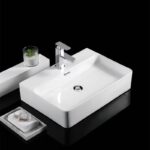 Rectangular Ceramic Vessel Sink – White Above-Counter Bathroom Basin - 图片 2