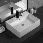 Rectangular Ceramic Vessel Sink – White Above-Counter Bathroom Basin - 图片 3