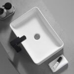 Rectangular Ceramic Vessel Sink – White Above-Counter Bathroom Basin - 图片 3