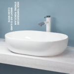 Oval Ceramic Vessel Sink – White Round Above-Counter Bathroom Basin - 图片 4