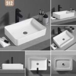 Rectangular Ceramic Vessel Sink – White Above-Counter Bathroom Basin - 图片 2