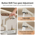 Cream White Pull-Out & Lifting Bathroom Faucet - 图片 4