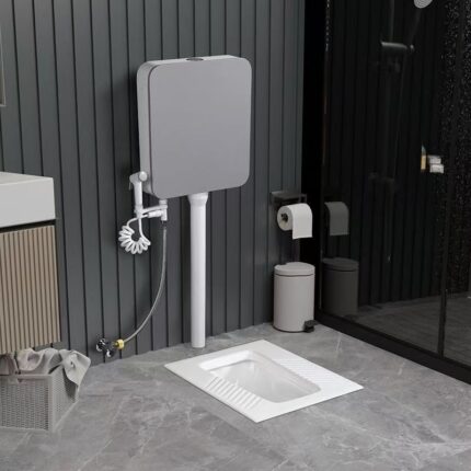 Household Ultra-Thin Squat Toilet with Tank Set | Ceramic Sanitary Ware Squat Pan