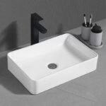 Rectangular Ceramic Vessel Sink – White Above-Counter Bathroom Basin
